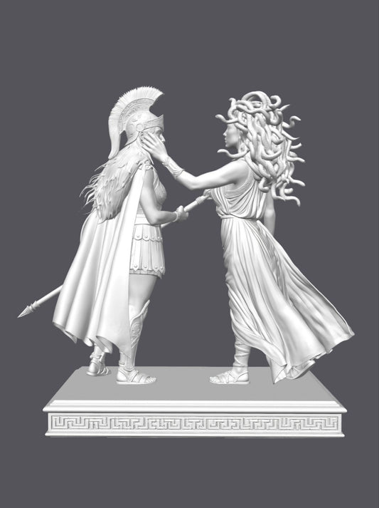 Atenea vs Medusa — Escultura decorativa artesanal | Atenea