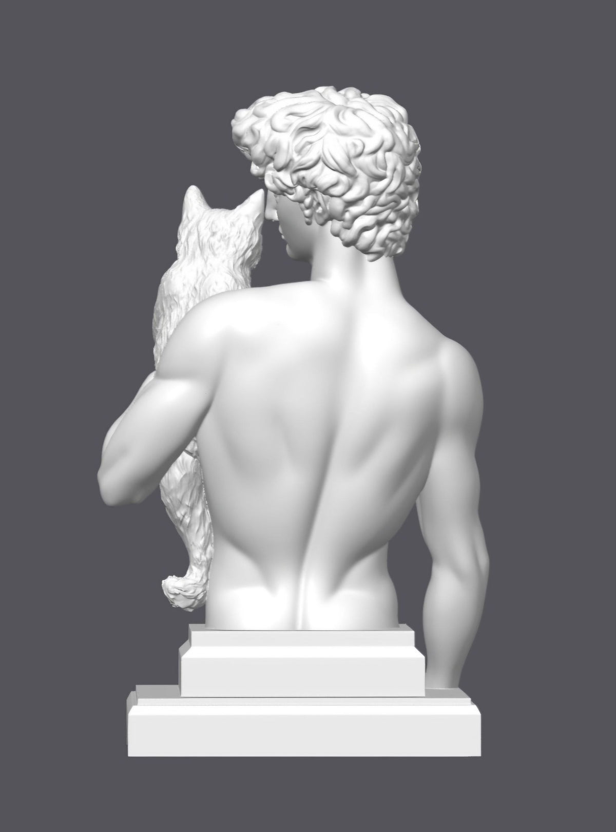 Busto David y su gato — Escultura decorativa artesanal | Atenea