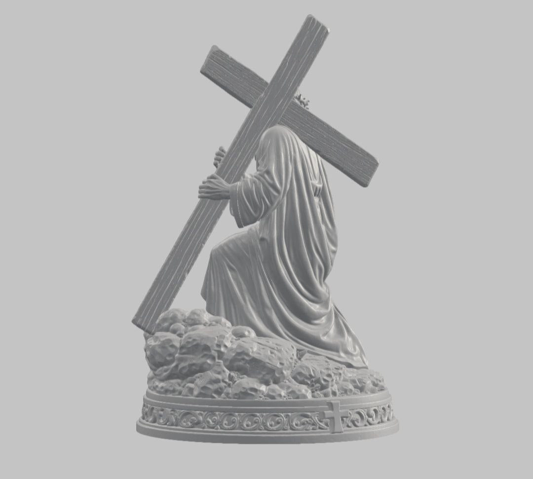 Jesús cargando la cruz — Escultura decorativa artesanal | Atenea