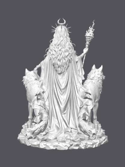 Hécate con lobos   — Escultura decorativa artesanal | Atenea