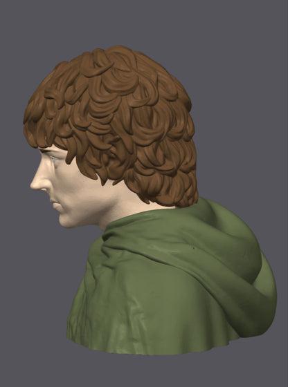 Busto Frodo pintado — Escultura decorativa artesanal | Atenea