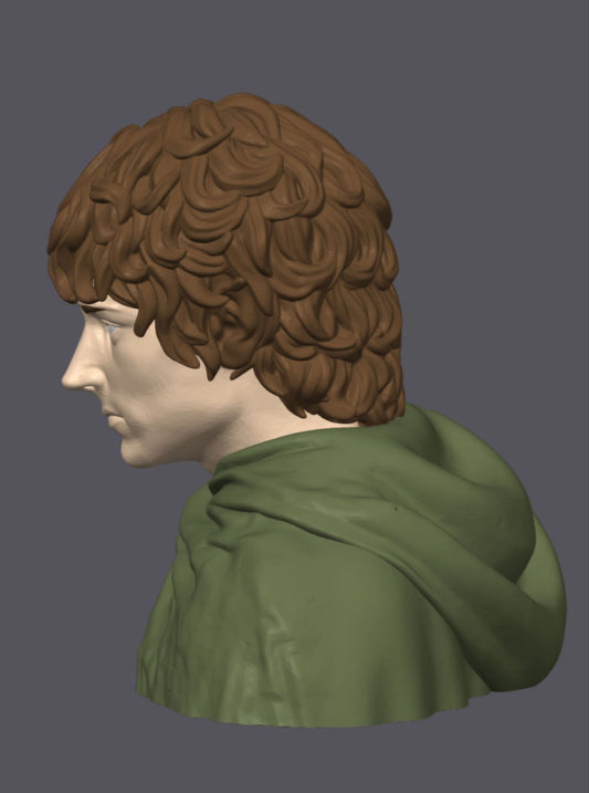 Busto Frodo pintado — Escultura decorativa artesanal | Atenea