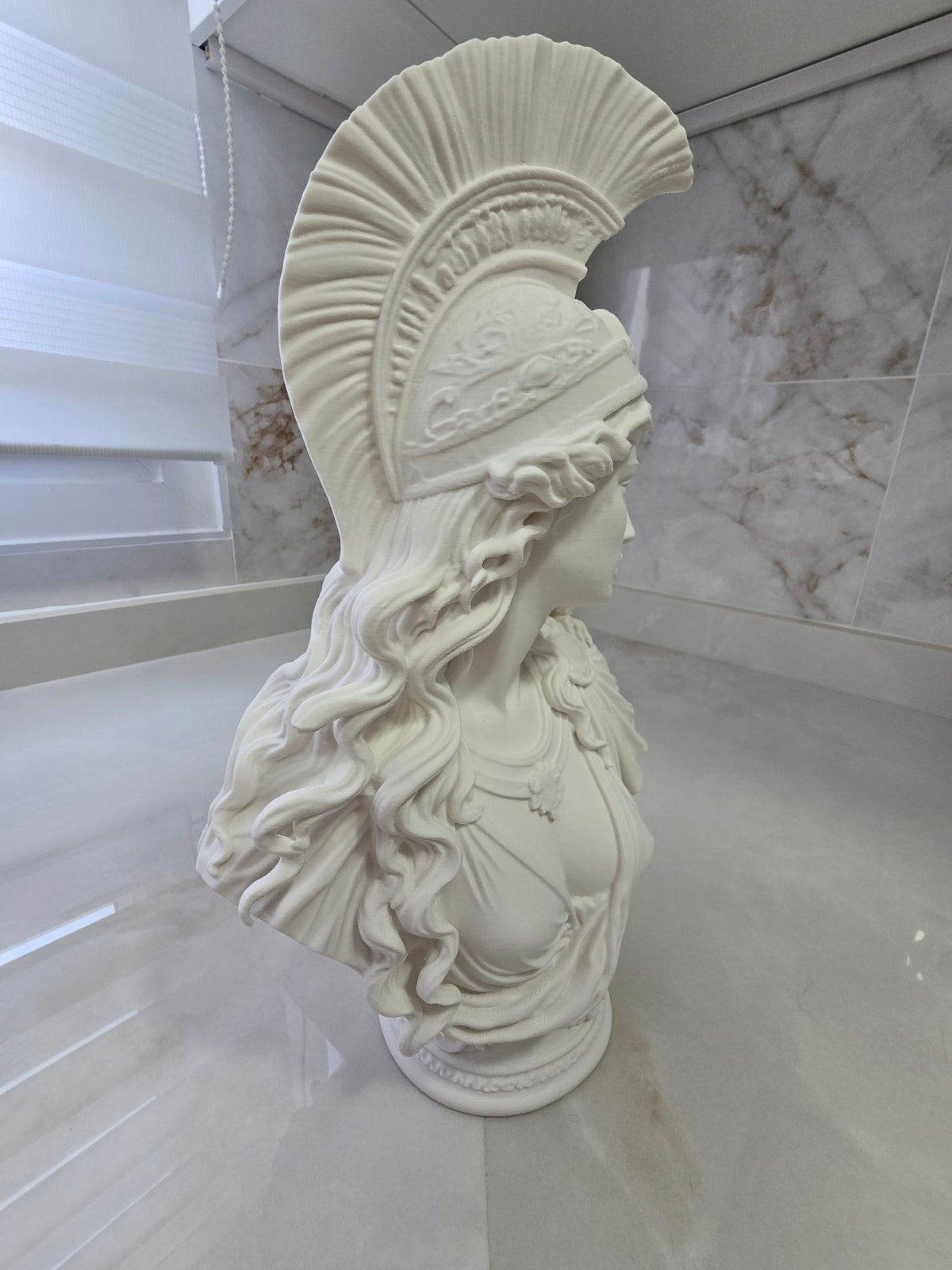 Busto Atenea con búho — Escultura decorativa artesanal | Atenea