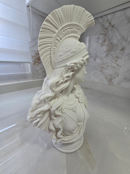 Busto Atenea con búho — Escultura decorativa artesanal | Atenea