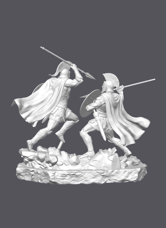 Aquiles vs Héctor — Escultura decorativa artesanal | Atenea