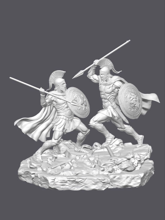 Aquiles vs Héctor — Escultura decorativa artesanal | Atenea