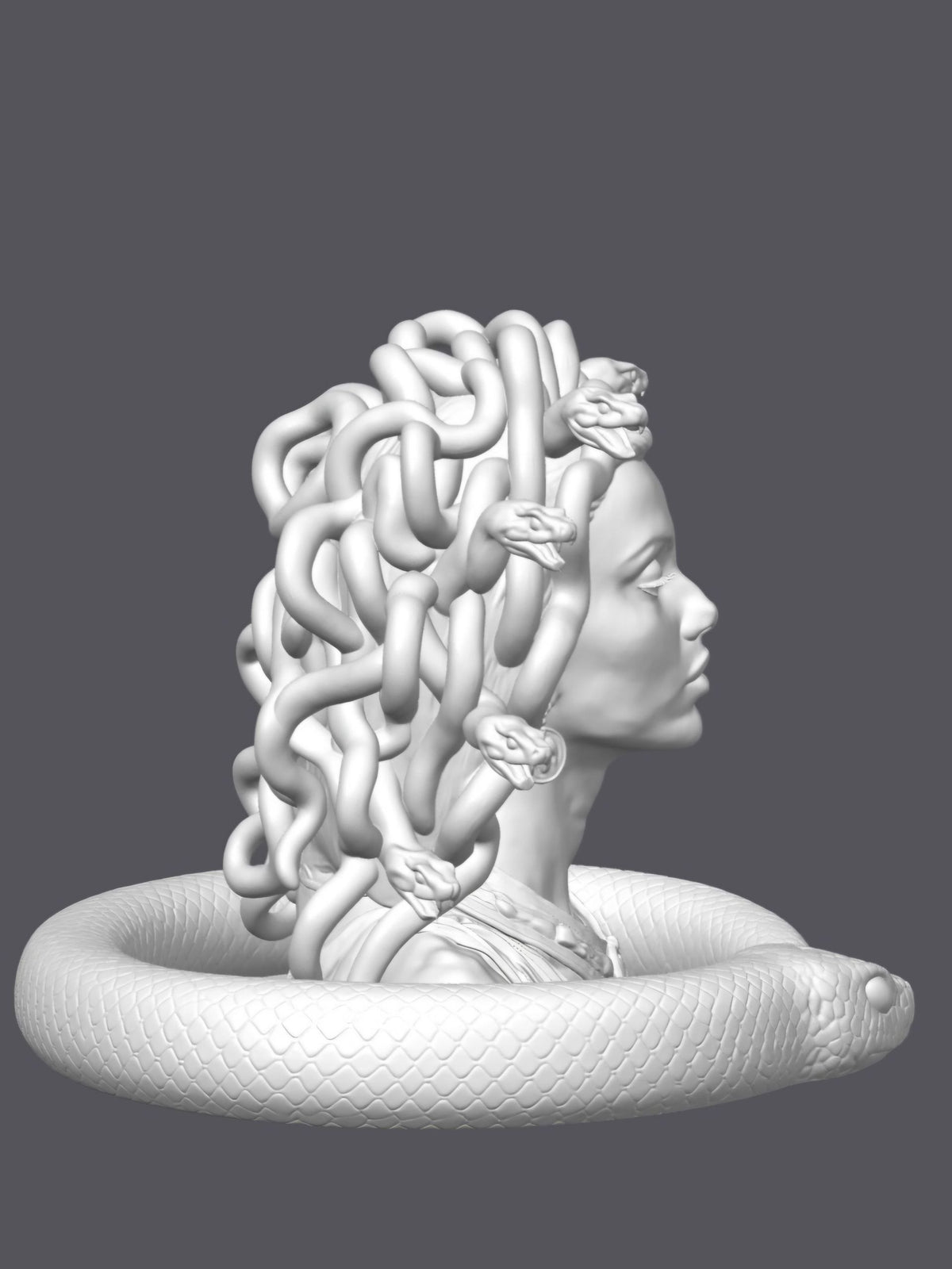 Busto Medusa con peana de serpiente — Escultura decorativa artesanal | Atenea