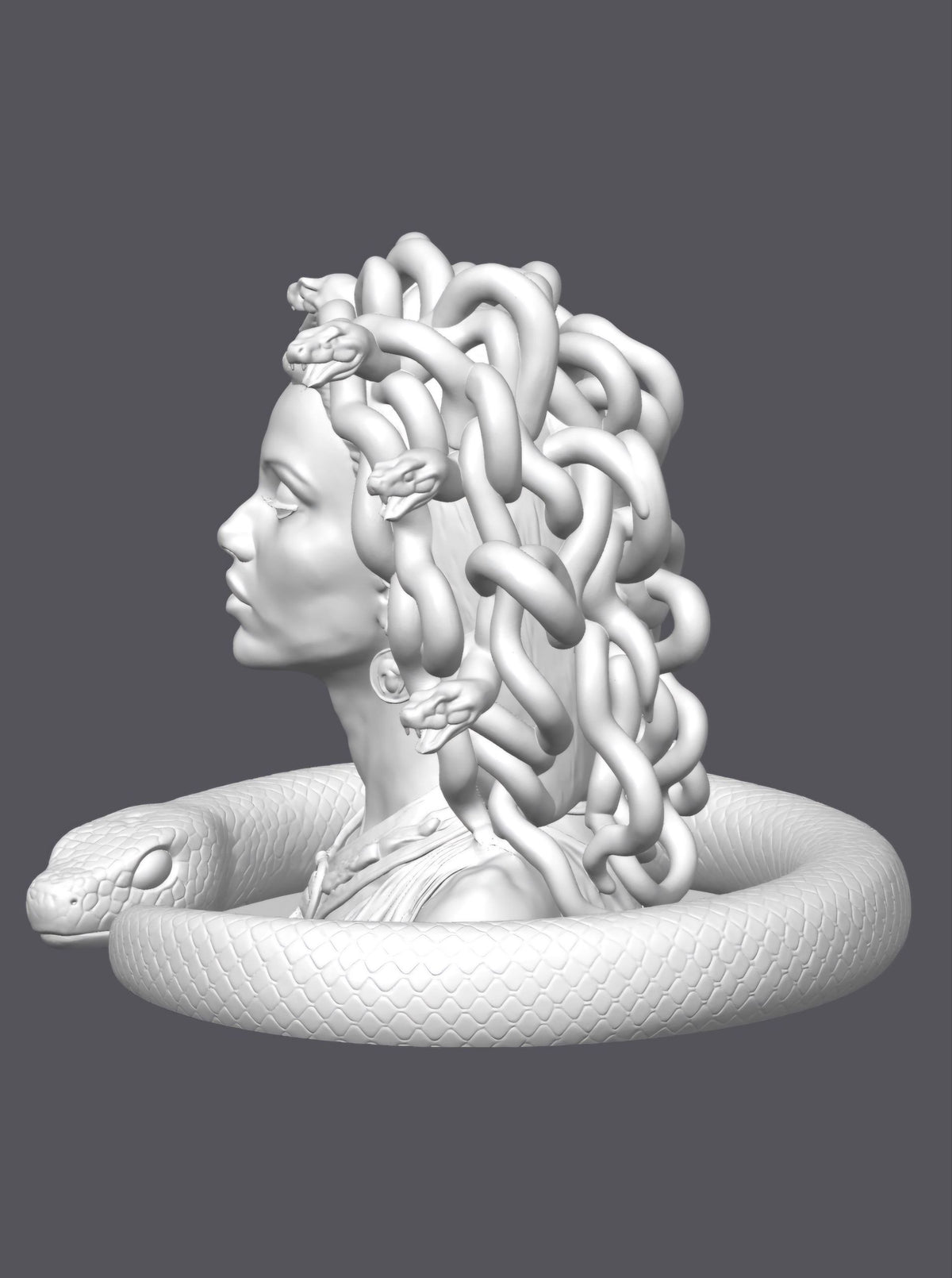 Busto Medusa con peana de serpiente — Escultura decorativa artesanal | Atenea
