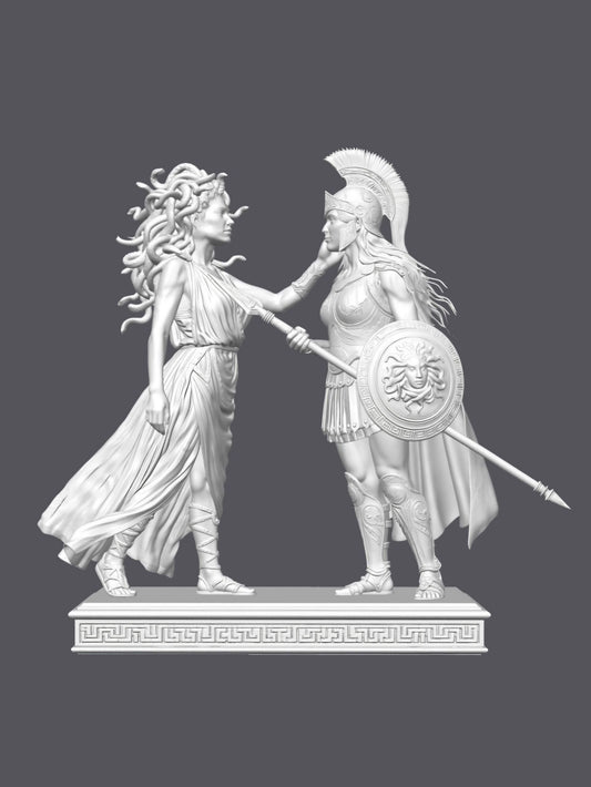 Atenea vs Medusa — Escultura decorativa artesanal | Atenea