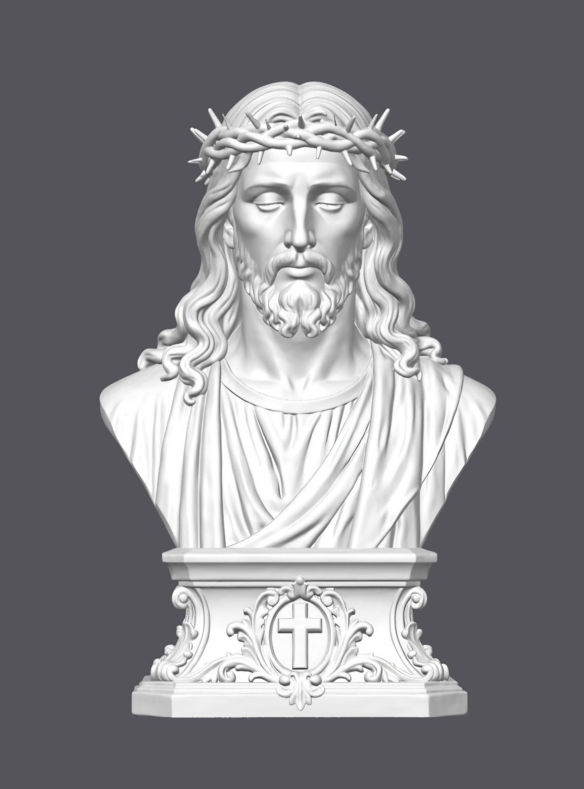 Busto Jesús con corona de espinas — Escultura decorativa artesanal | Atenea