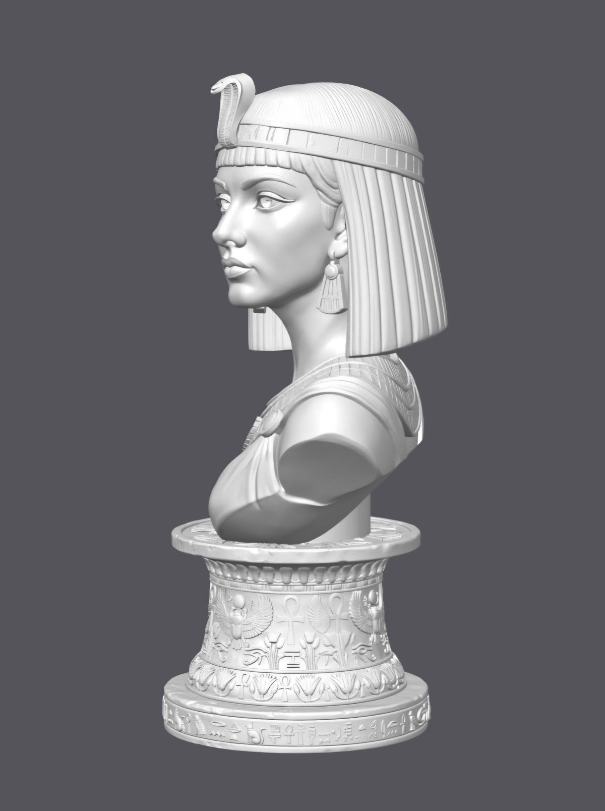 Busto Cleopatra con pedestal egipcio — Escultura decorativa artesanal | Atenea