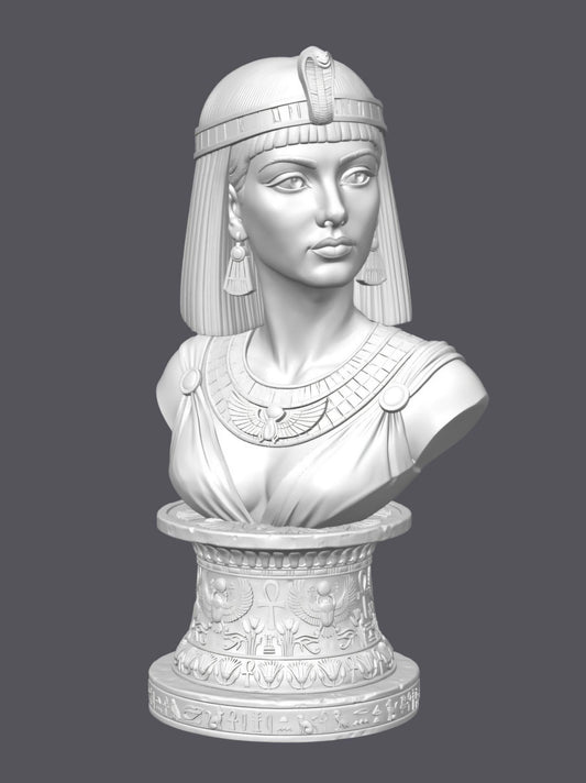 Busto Cleopatra con pedestal egipcio — Escultura decorativa artesanal | Atenea
