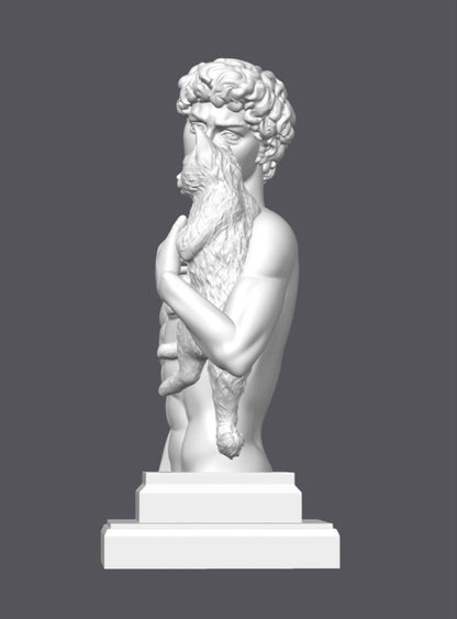 Busto David y su gato — Escultura decorativa artesanal | Atenea