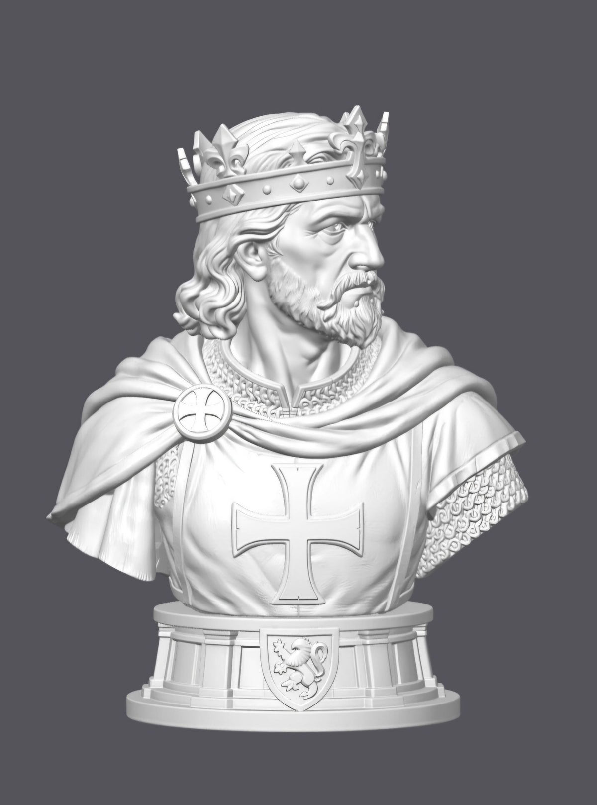 Busto Rey Ricardo I Corazón de León — Escultura decorativa artesanal | Atenea