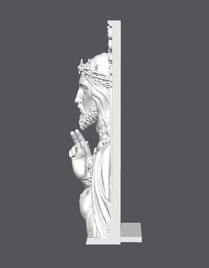 Relieve Jesús con corona de espinas — Escultura decorativa artesanal | Atenea