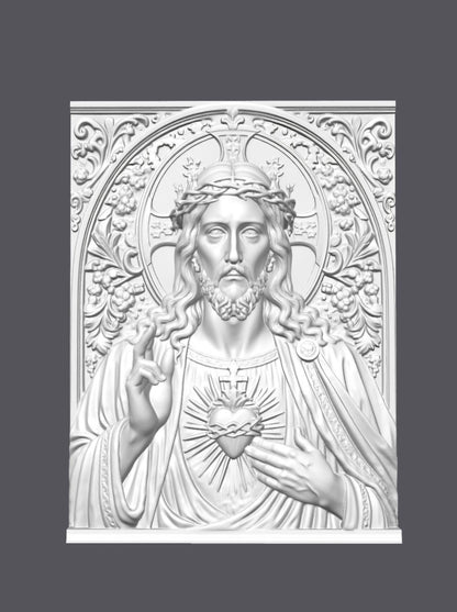 Relieve Jesús con corona de espinas — Escultura decorativa artesanal | Atenea