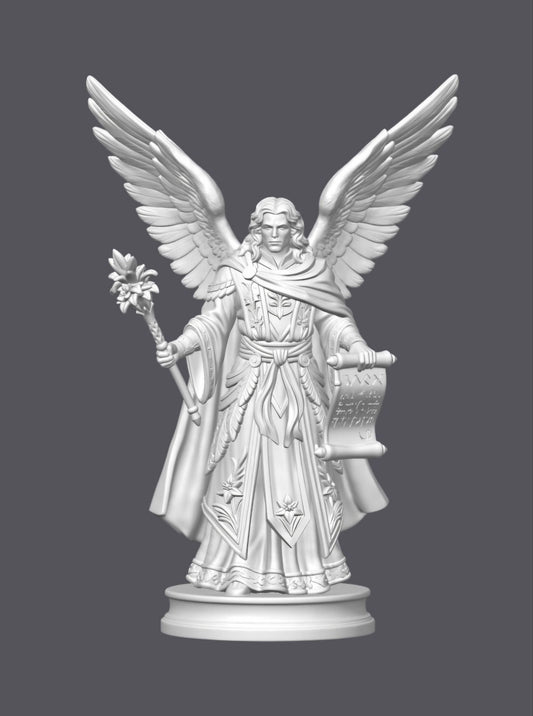 Arcángel Gabriel con pergamino — Escultura decorativa artesanal | Atenea
