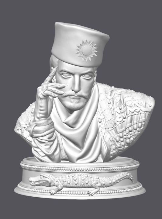 Busto de Tino Casal, lágrimas de cocodrilo — Escultura decorativa artesanal | Atenea