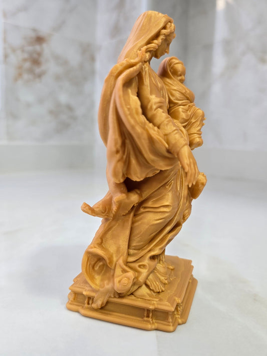 Virgen María con niño Jesús — Escultura decorativa artesanal | Atenea