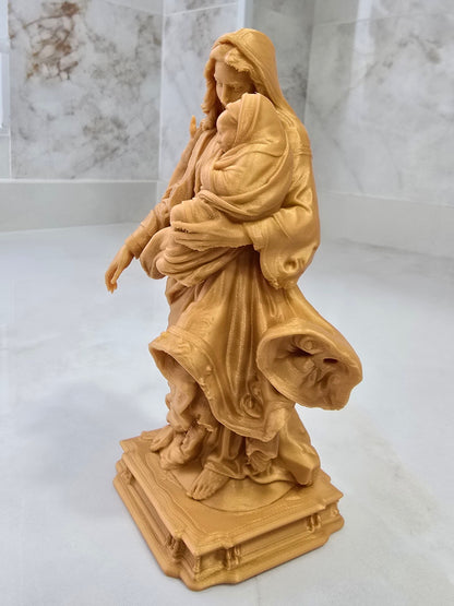Virgen María con niño Jesús — Escultura decorativa artesanal | Atenea