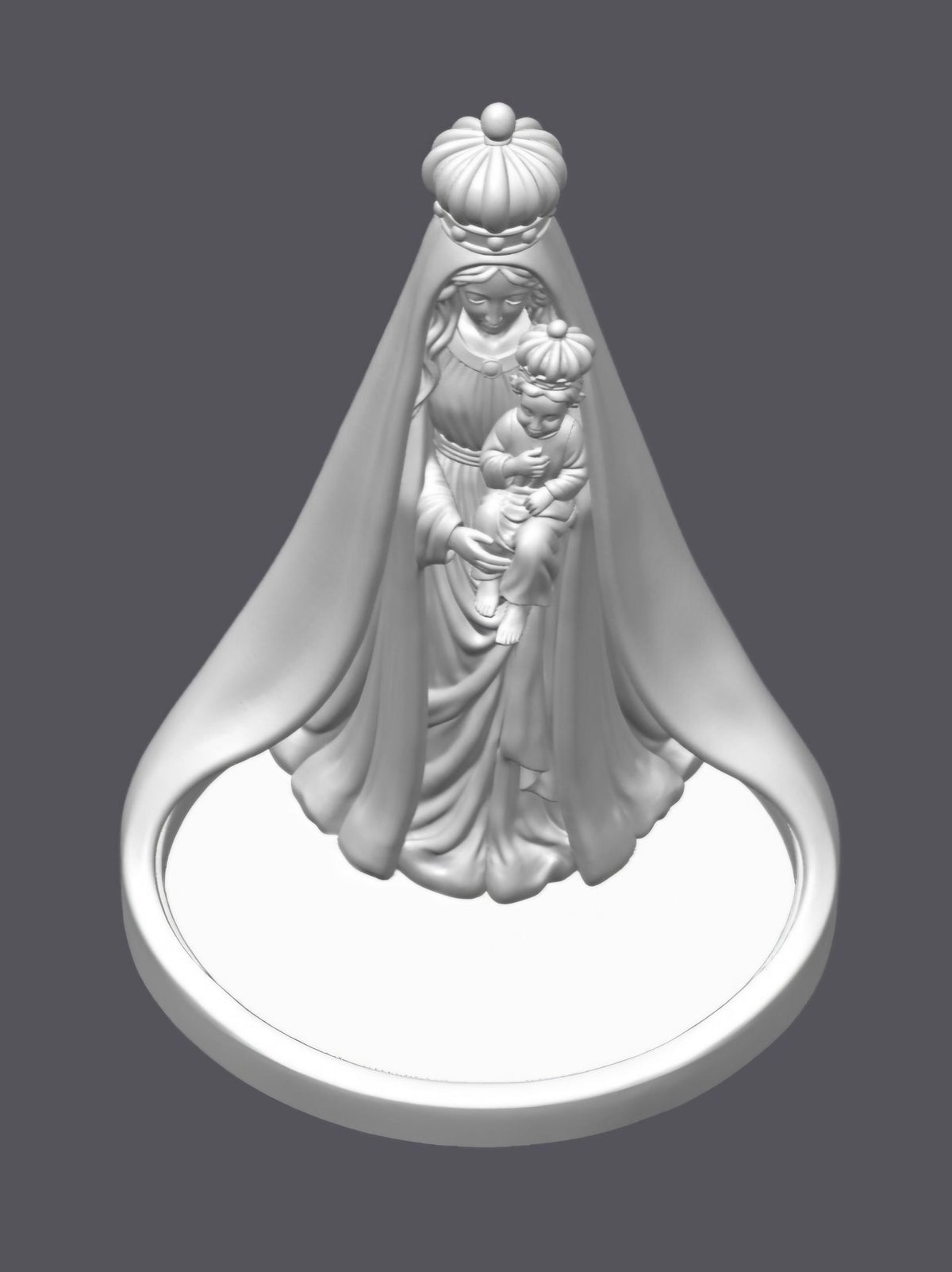 Porta rosario Virgen con niño — Escultura decorativa artesanal | Atenea