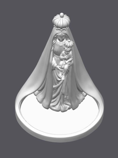 Porta rosario Virgen con niño — Escultura decorativa artesanal | Atenea