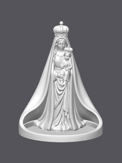 Porta rosario Virgen con niño — Escultura decorativa artesanal | Atenea