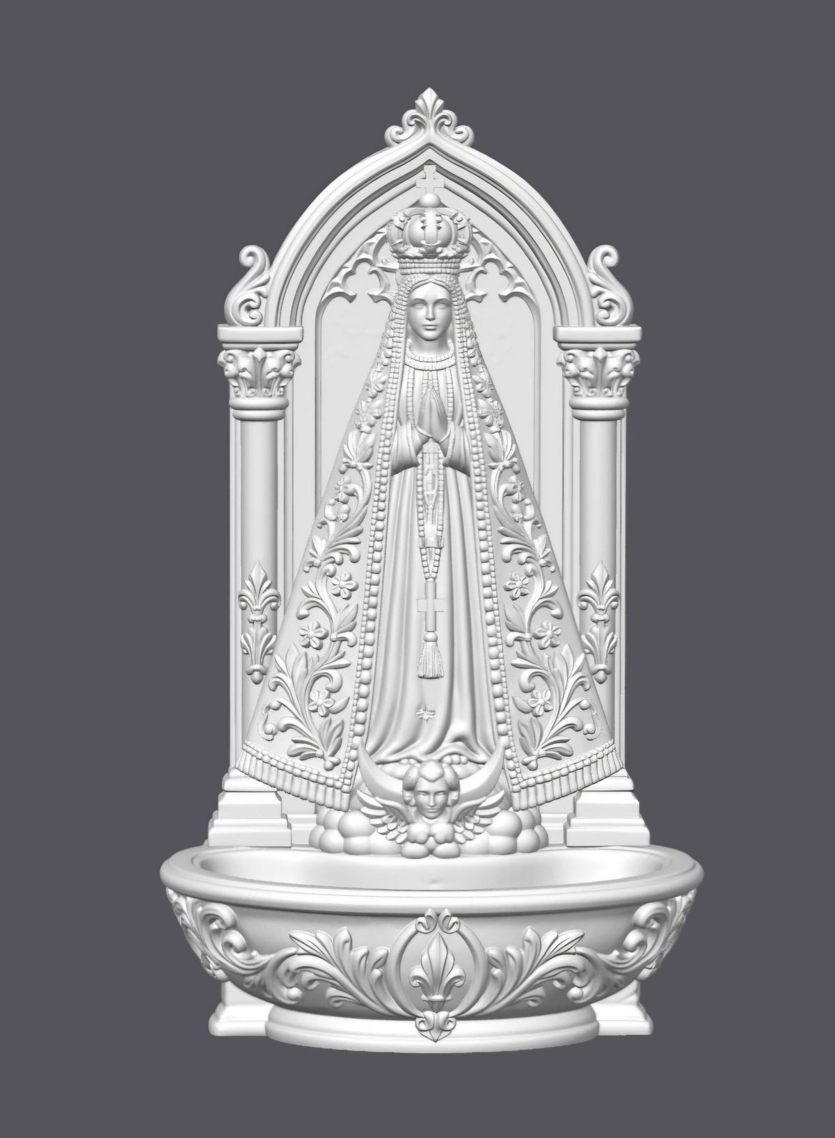 Porta rosario Virgen — Escultura decorativa artesanal | Atenea