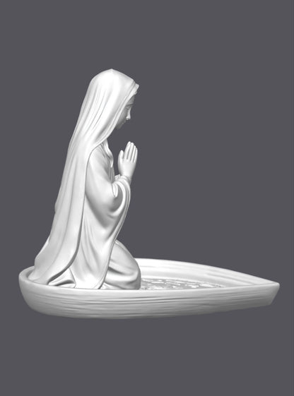 Porta rosario Virgen orando — Escultura decorativa artesanal | Atenea