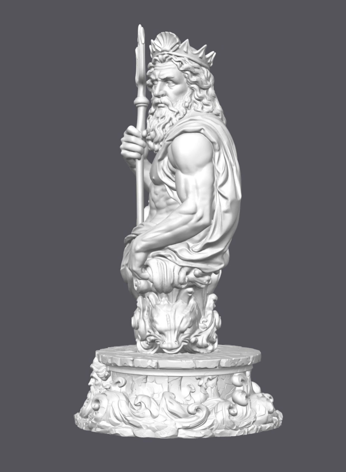 Busto de Poseidón con peana — Escultura decorativa artesanal | Atenea