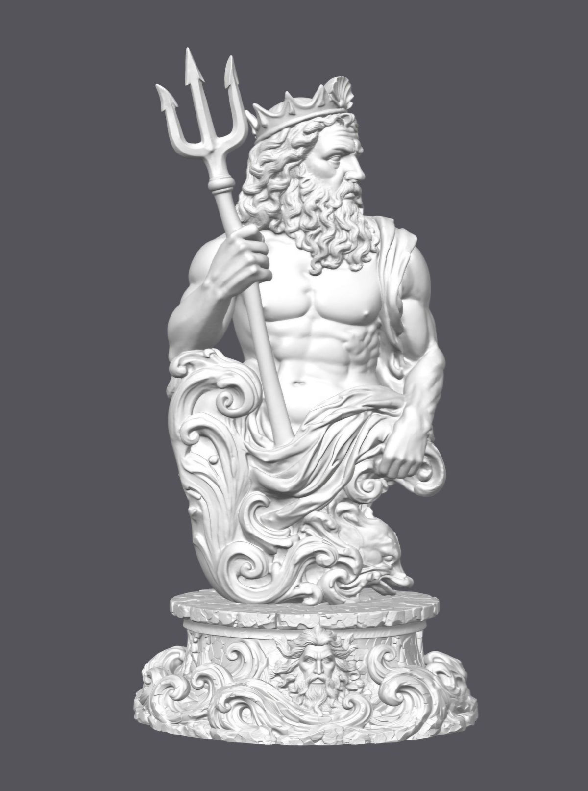 Busto de Poseidón con peana — Escultura decorativa artesanal | Atenea