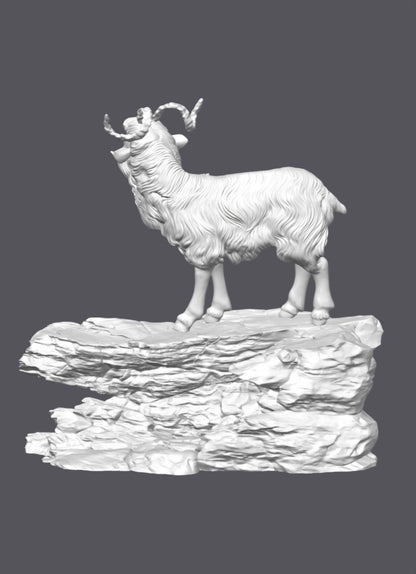 Cabra napolitana sobre risco — Escultura decorativa artesanal | Atenea