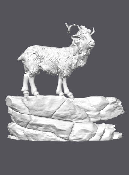 Cabra napolitana sobre risco — Escultura decorativa artesanal | Atenea
