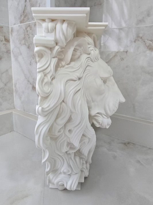 Estante o ménsula para router de león — Escultura decorativa artesanal | Atenea