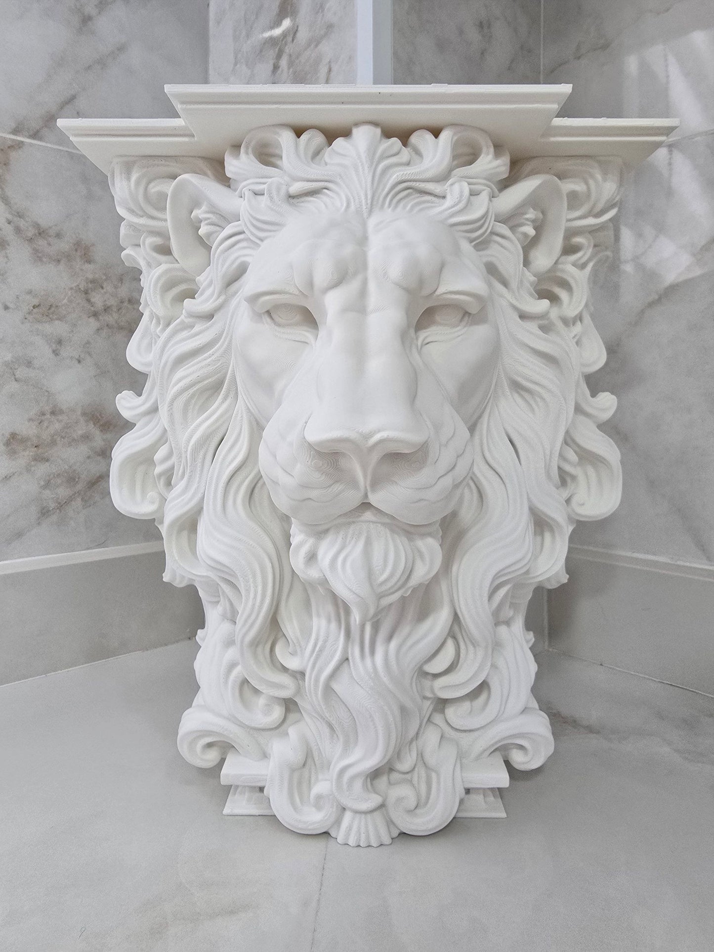 Estante o ménsula para router de león — Escultura decorativa artesanal | Atenea