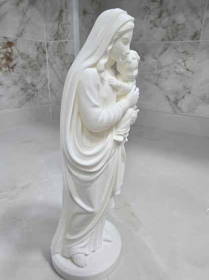 Virgen María con niño — Escultura decorativa artesanal | Atenea