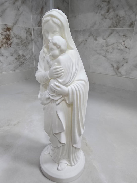 Virgen María con niño — Escultura decorativa artesanal | Atenea