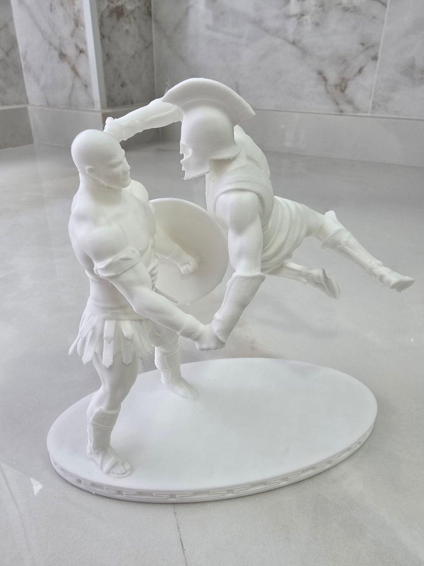 Aquiles vs Boagrius — Escultura decorativa artesanal | Atenea