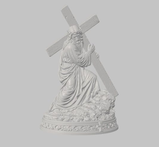 Jesús cargando la cruz — Escultura decorativa artesanal | Atenea