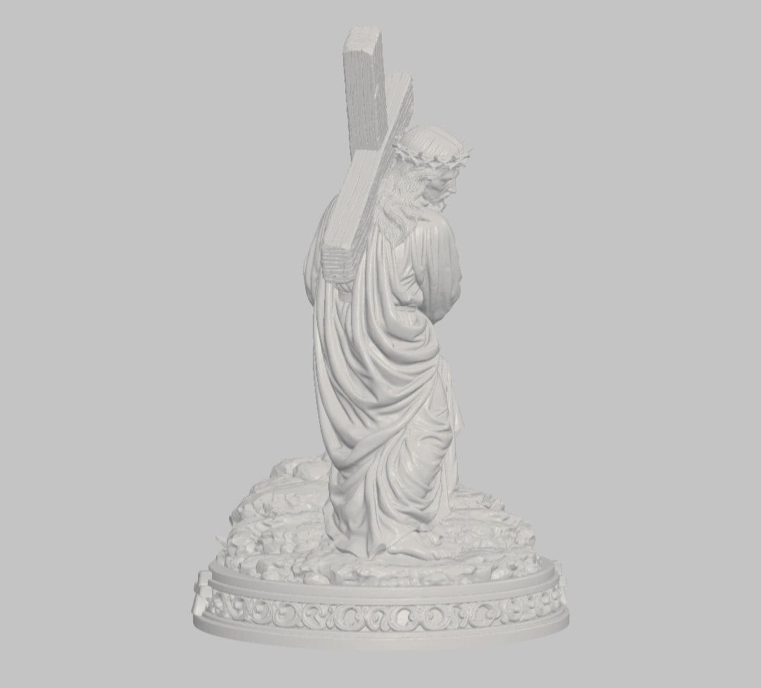 Jesús cargando la cruz — Escultura decorativa artesanal | Atenea
