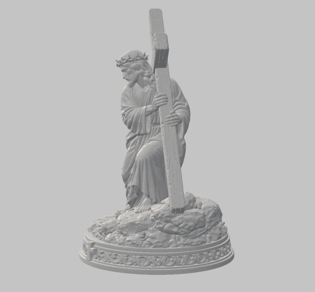 Jesús cargando la cruz — Escultura decorativa artesanal | Atenea