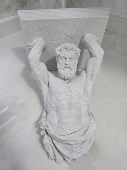 Estante de Atlas — Escultura decorativa artesanal | Atenea