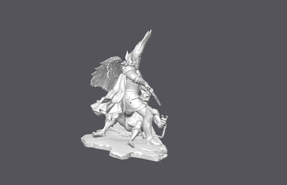 Arcángel San Miguel vs demonio encadenado — Escultura decorativa artesanal | Atenea