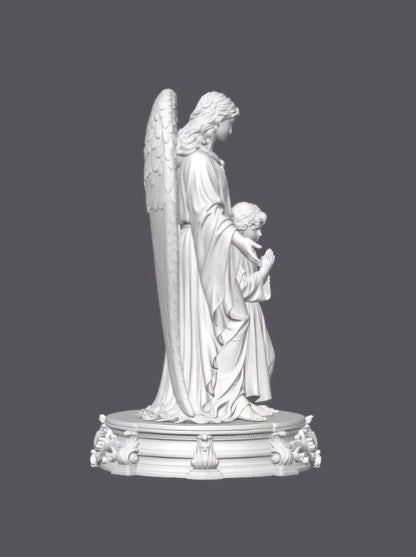 Ángel de la guarda con niño — Escultura decorativa artesanal | Atenea