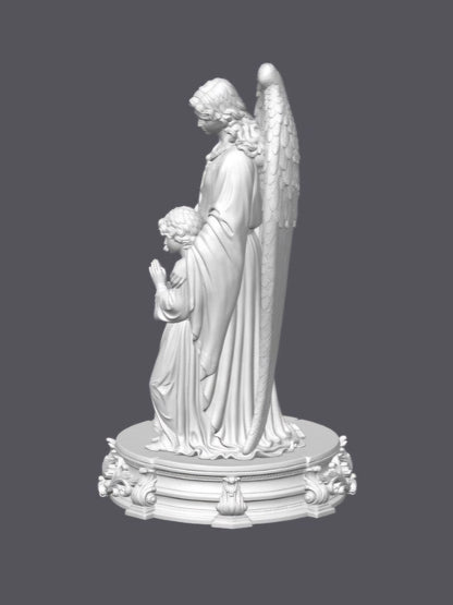 Ángel de la guarda con niño — Escultura decorativa artesanal | Atenea