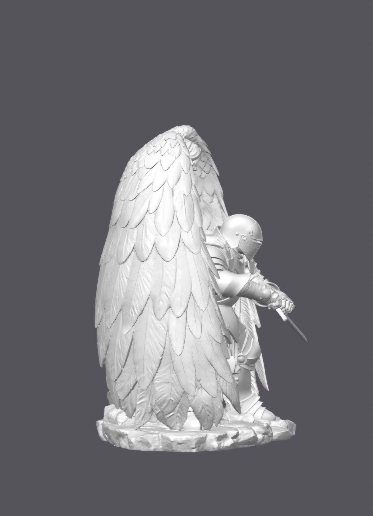 Templario con ángel de la guarda — Escultura decorativa artesanal | Atenea