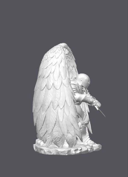 Templario con ángel de la guarda — Escultura decorativa artesanal | Atenea