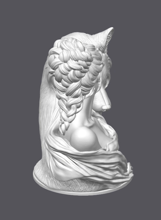 Mujer con lobo — Escultura decorativa artesanal | Atenea