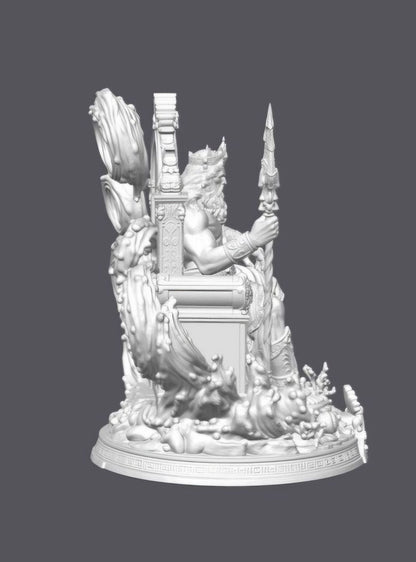 Poseidón entronizado –  Escultura decorativa artesanal | Atenea