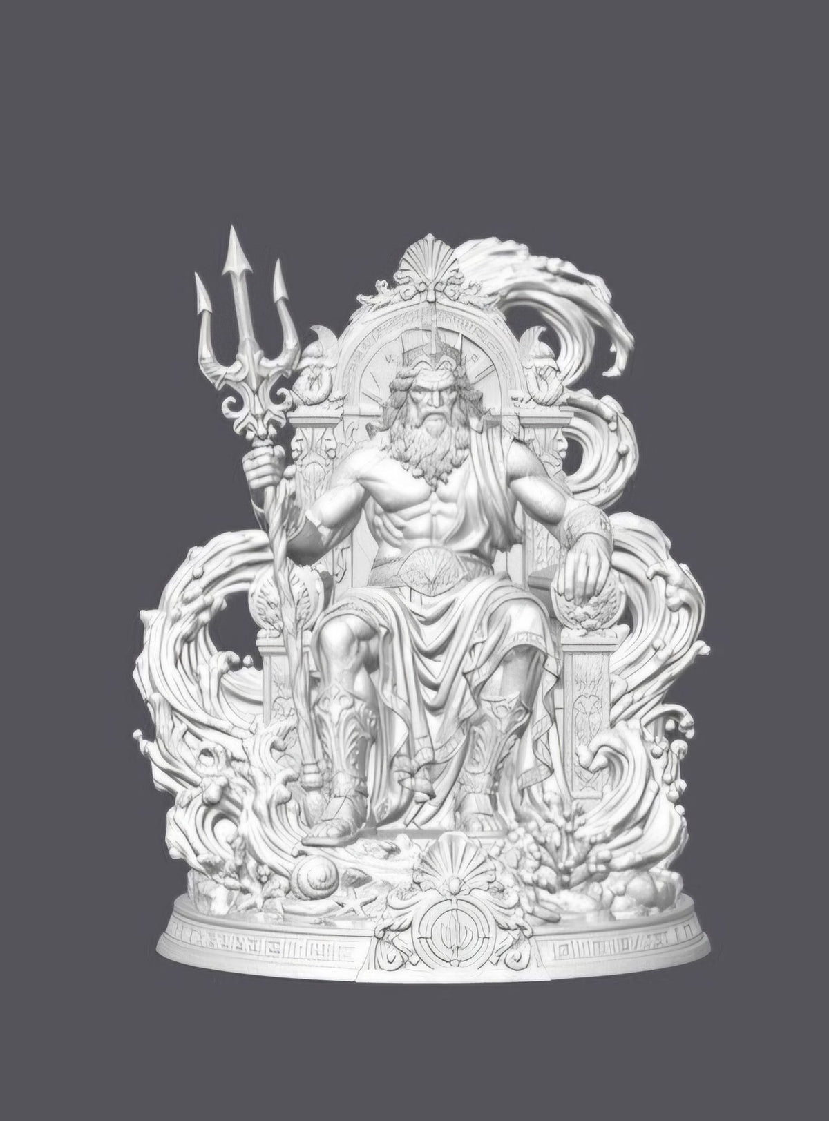 Poseidón entronizado –  Escultura decorativa artesanal | Atenea